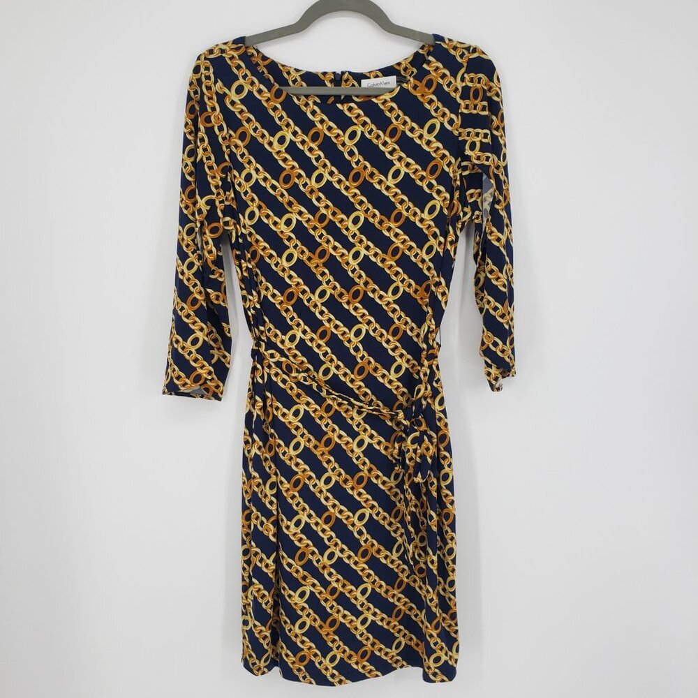 Calvin Klein Long Sleeve Chain Print Dress